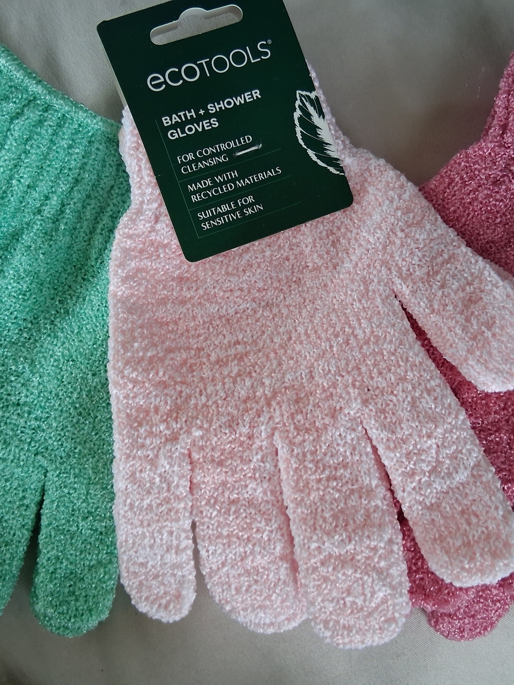 3 Pairs  Bath & Shower Exfoliating Gloves - Light Pink Eco Tools